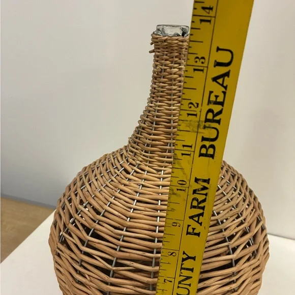 Rattan Rope and Wire Vase with Small Glass Bottle as a Vase in top for Flowers - Picture 4 of 13